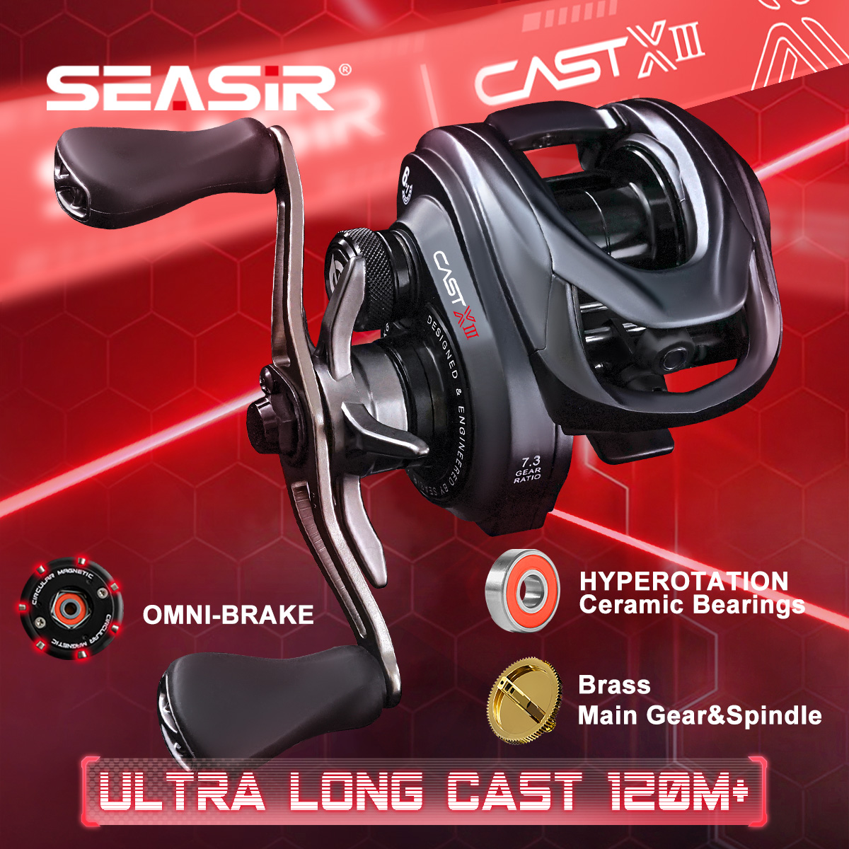 Abu Garcia Reel Max - SEASIR CAST-X3 Baitcasting Makarası Ultra Uzun